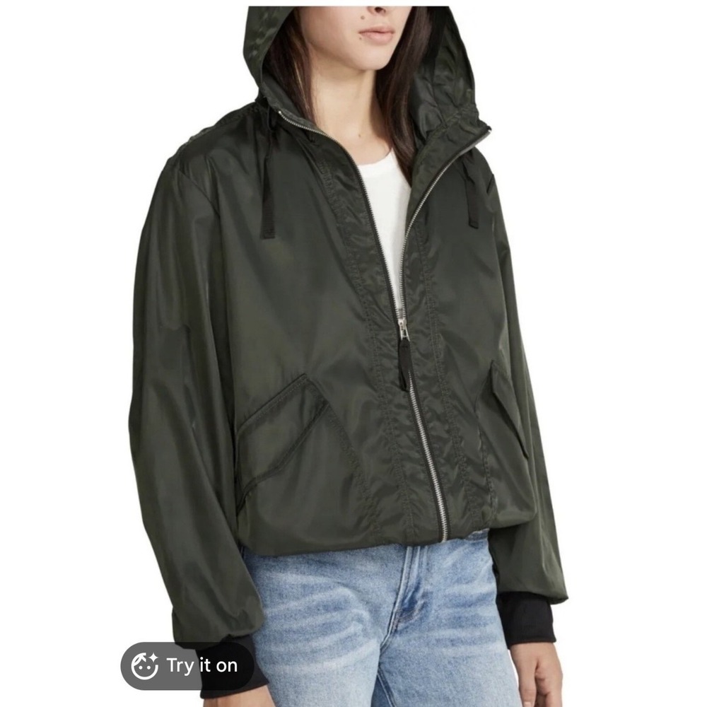 BB Dakota by Steve Madden Women Olive Green Hooded Windbreaker Jacket XS